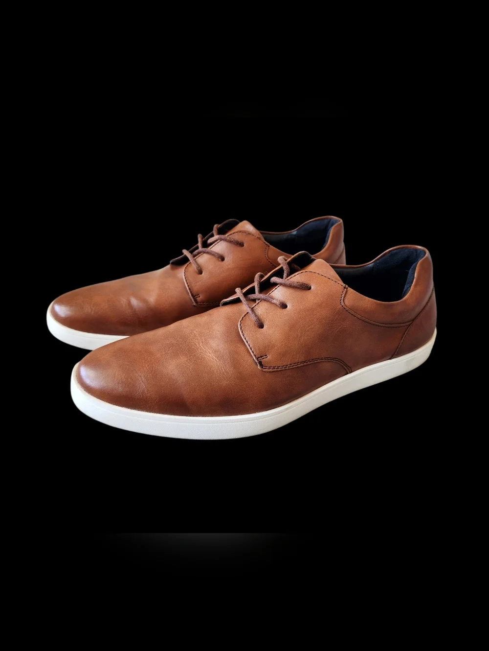 Alfani Brown Leather Derby Shoes Mens Alfani Italy Brown Leather Derby Lace Up Dress Shoes  main image 2